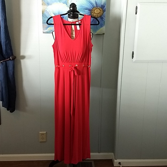 Red Wide Leg Jumpsuit - Picture 3 of 5
